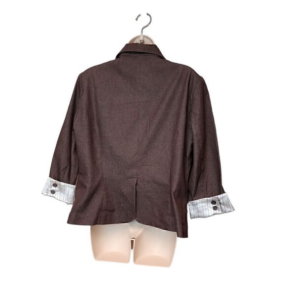 Larry Levine Stretch Single Breasted Brown Blazer Size Large - Picture 3 of 8
